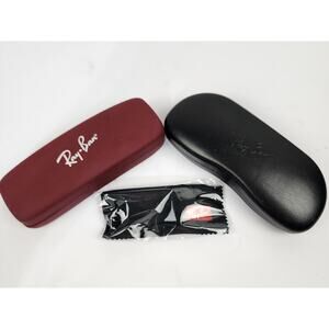 2 New Ray-Ban Black and Red Glass Cases w/ 1 cleaning cloth